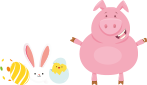 A pig with an Easter Bunny