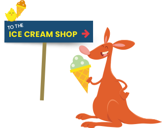 A wallaby with an ice cream
