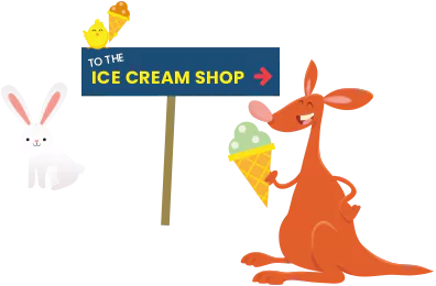 A wallaby with an ice cream