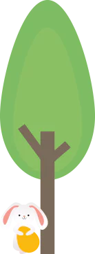 A tree with an Easter bunny underneath