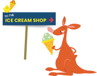 A wallaby with an ice cream