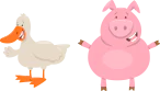 A duck and a pig